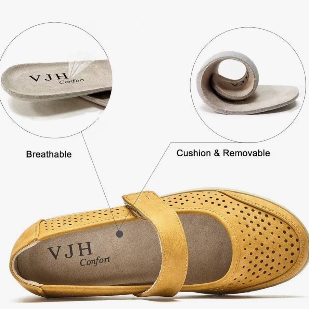 Comfort Mary Jane Flats in Mustard Yellow - Picture 2 of 6